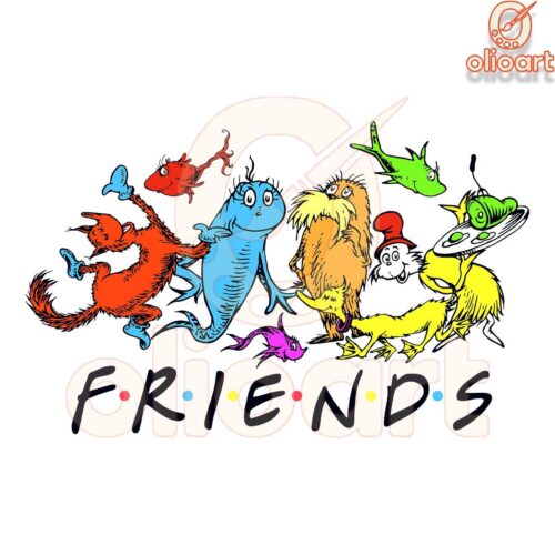 Funny Dr Seuss Friends SVG Design Cat in the Hat Style