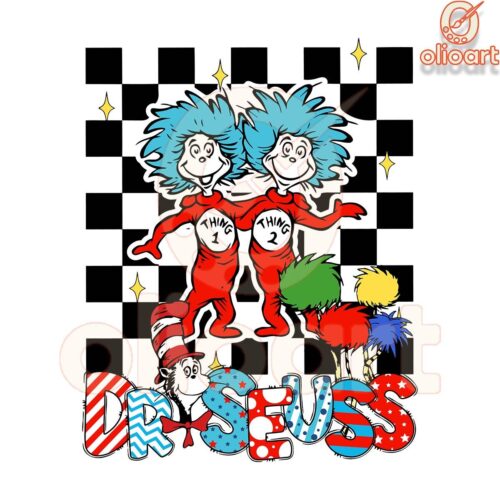 Funny Dr Seuss Thing 1 Thing 2 SVG Design