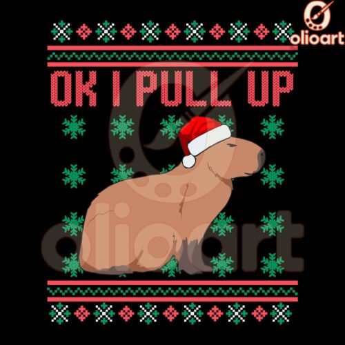 Funny Ok I Pull Up Christmas Capybara SVG Design