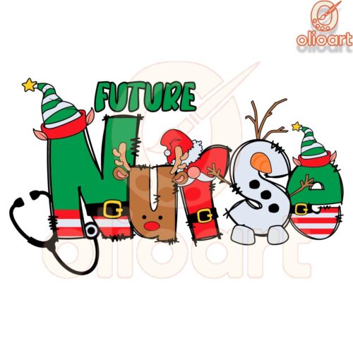 Future Nurse Christmas Elf Snowman SVG Design