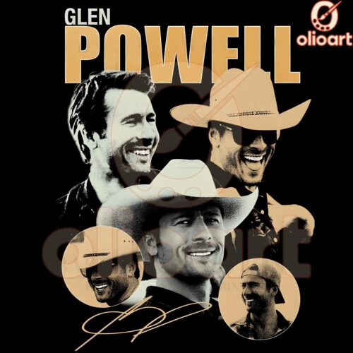 Glen Powell Cowboy Star PNG Design