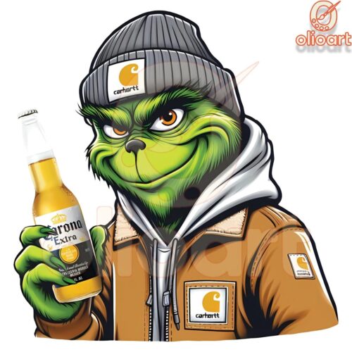 Grinch Dad Drinking Corona Beer PNG