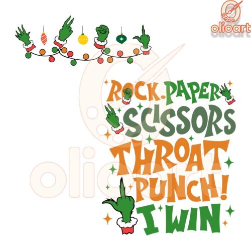 Grinch Hand SVG Rock Paper Scissors Throat Punch Champion