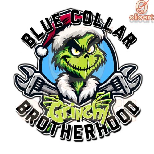 Grinchy Brotherhood Blue Collar Christmas Vibes PNG