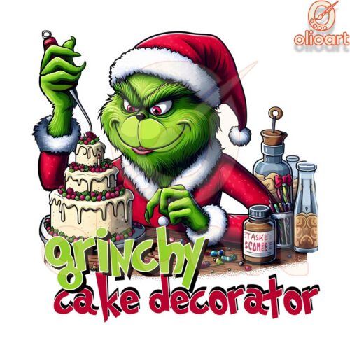 Grinchy Christmas Cake Decorator SVG for Bakers