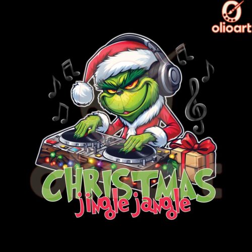 Grinchy Christmas DJ Vibes Jingle All the Way PNG