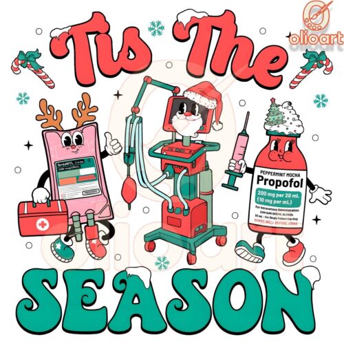 Groovy Tis the Season Christmas ICU Nurse SVGPNG Design