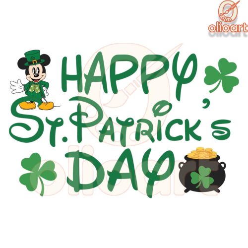 Happy St Patricks Day Mickey Mouse SVG Design