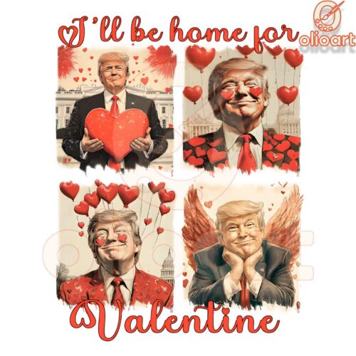 Ill Be Home for Valentines Funny Trump Heart SVGPNG Design