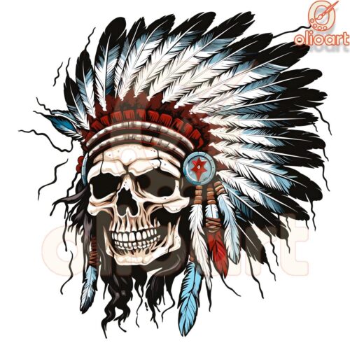 Indian Native American Skull Art PNG Design