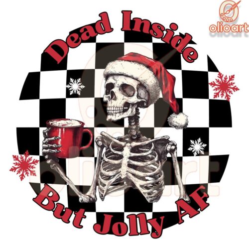 Jolly AF Santa Skeleton PNG for the Dead Inside Christmas Vibes