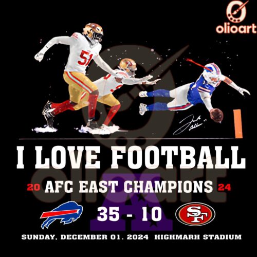 Josh Allen Fly AFC East Champs 2024 I Love Football PNG