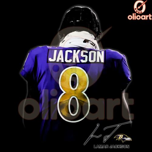 Lamar Jackson 8 Signature PNG Baltimore Ravens Pride