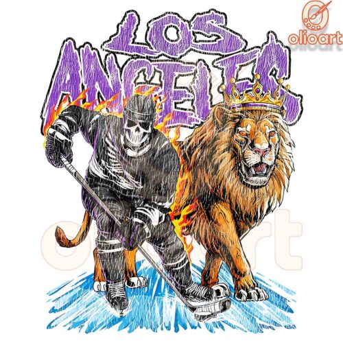 Los Angeles Kings Hockey Skeleton Player PNG Design