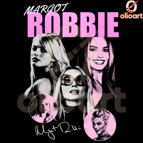 Margot Robbie Barbie Signature PNG Vintage Style Art