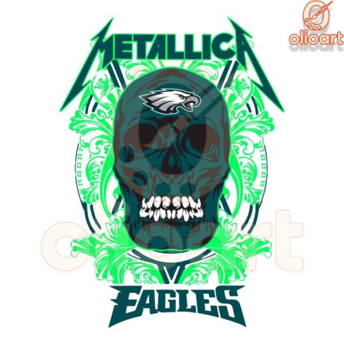 Metallica Skull Eagles Football Logo SVG Design