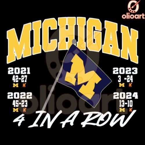 Michigan Wolverines Football Flag 4 In A Row SVG