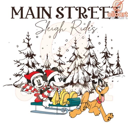 Mickey Minnie Sleigh Rides on Main Street Christmas PNG