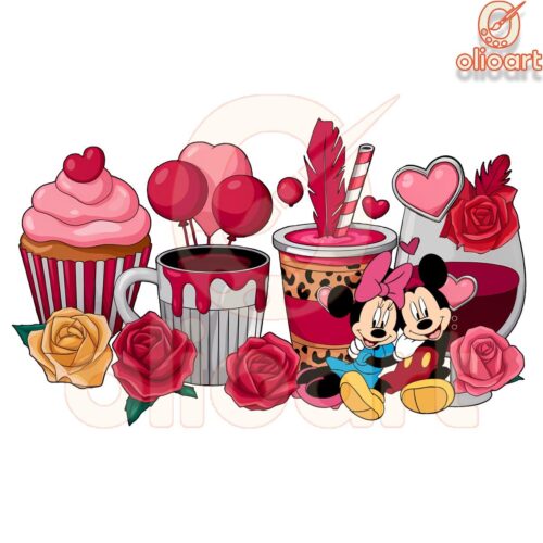 Micky Minnie Valentines Coffee PNG Art