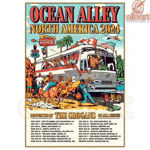 Ocean Alley 2024 North America Tour in PNG Style