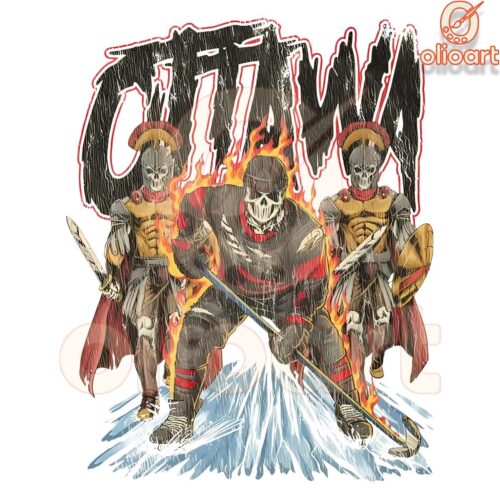 Ottawa Senators Spartacat Skeleton Hockey Art PNG or SVG