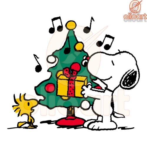 Peanuts Snoopy Woodstock Christmas SVG Gift Design