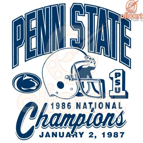 Penn State 1986 Champs Retro SVG January 2 1987 Classic Design