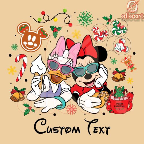 Personalized Christmas Friends Daisy Minnie PNG Design