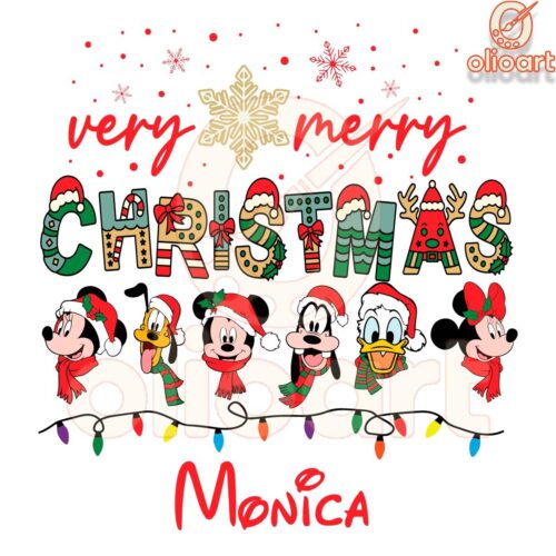 Personalized Disney Christmas PNG with Your Name