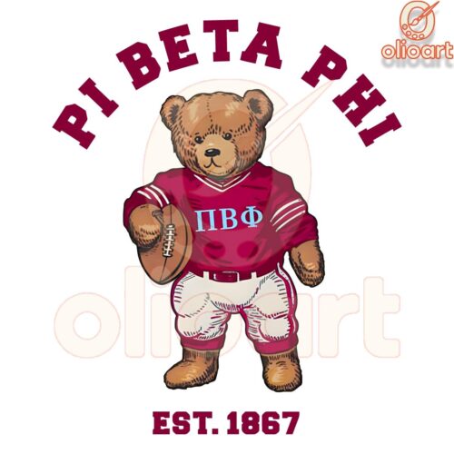 Phi Beta Phi 1867 Sorority Teddy Bear Design PNG