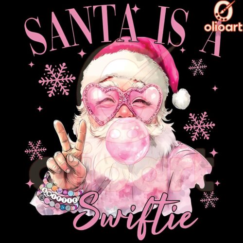 Pink Christmas Santa PNG for Swifties Who Love the Holidays