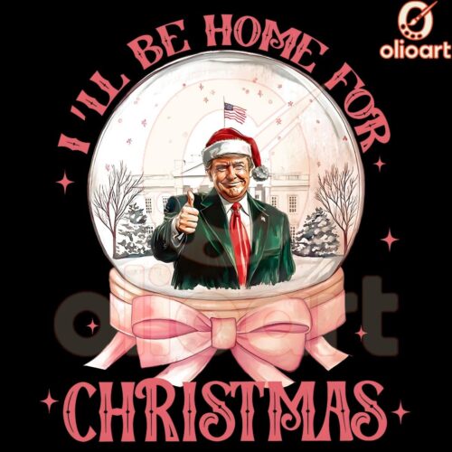 Pink Christmas Snowglobe Trump Home for Christmas PNG Art