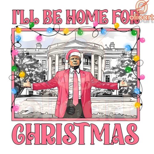 Pink Christmas Trump Home for the Holidays PNG Design