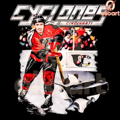 Retro Cincinnati Cyclones Hockey Player SVGPNG Design