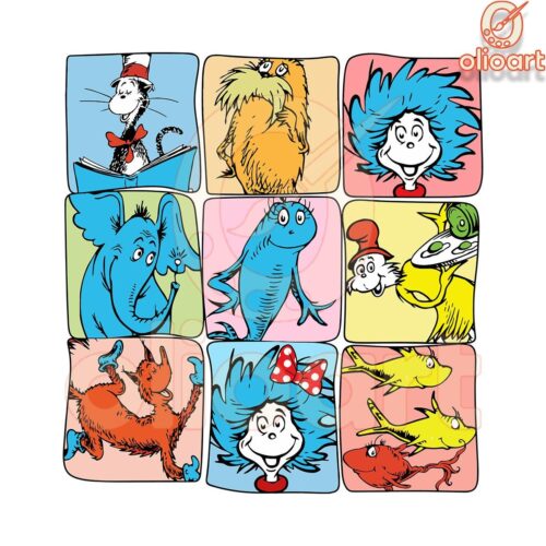 Retro Dr Seuss Friends SVG for Read Across America Fun