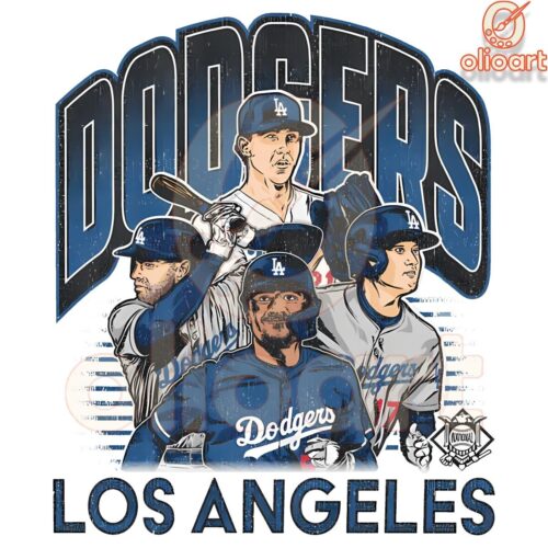 Retro Los Angeles Dodgers Baseball Stars PNG Design