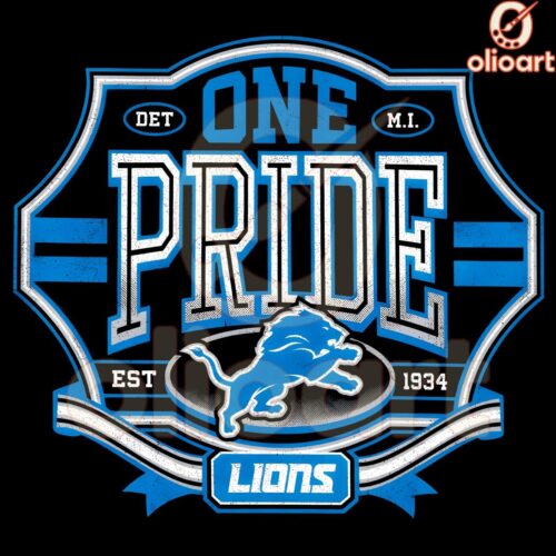 Retro One Pride Detroit Lions Logo PNG Est 1934