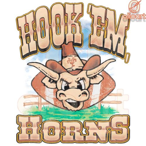 Retro Texas Football Logo Hook Em Horns SVG PNG Design