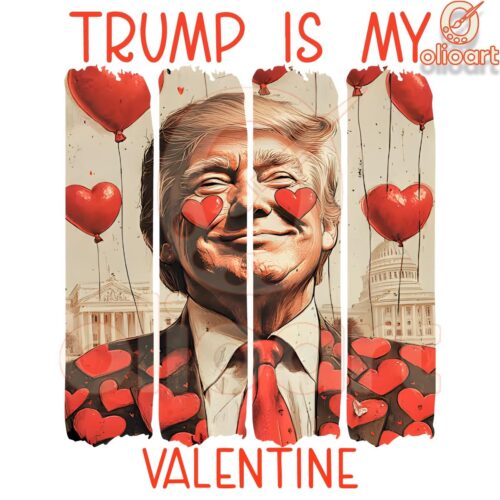 Retro Trump Valentine Heart Balloons PNG for Your Love Day