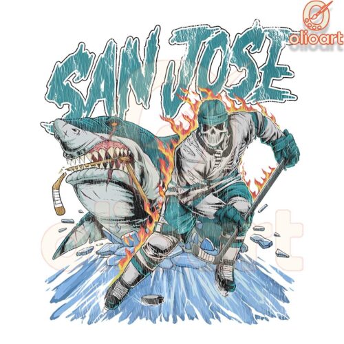 San Jose Sharks Hockey Skeleton Player SVG Design