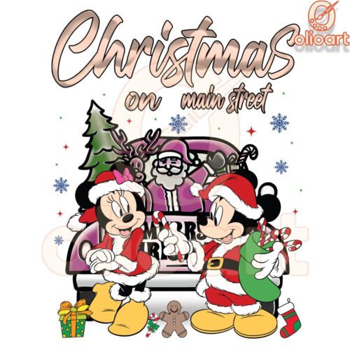 Santa Mickey Minnie Christmas Magic on Main Street PNG