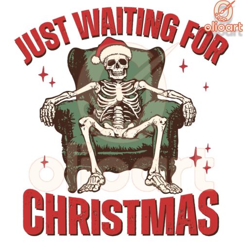 Santa Skeleton SVG Patiently Waiting for Christmas Cheer