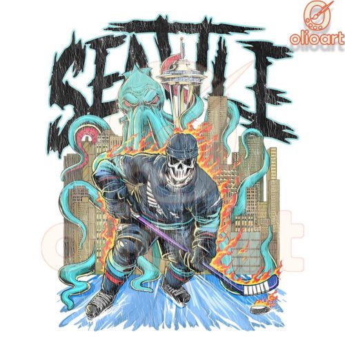 Seattle Kraken Hockey Skeleton Player SVGPNG Artwork