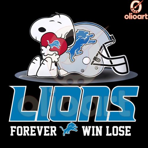 Snoopy Hearts Detroit Lions Football PNG Design