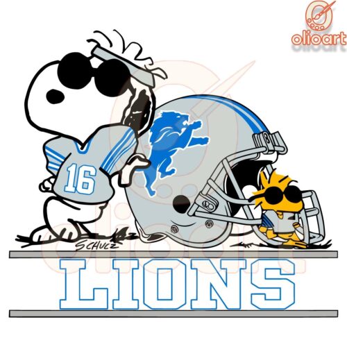 Snoopy Woodstock Detroit Lions Football Helmet Logo SVG Art