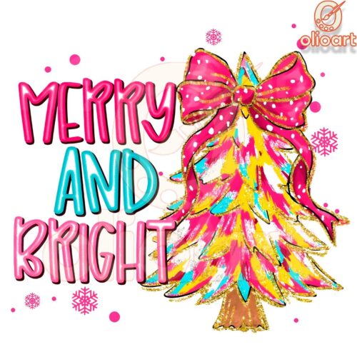 Sparkly Coquette Christmas Tree PNG Merry and Bright Design