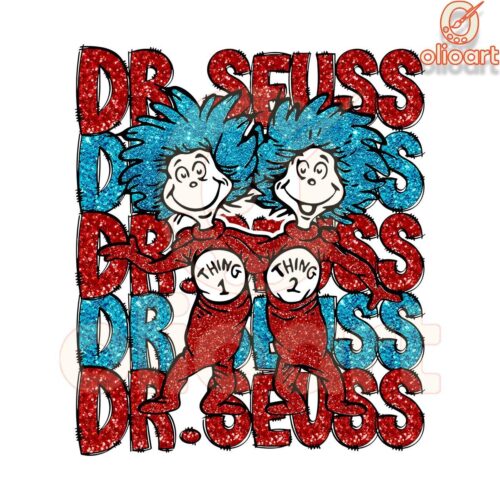 Sparkly Thing 1 Thing 2 PNG Funny Dr Seuss Design File