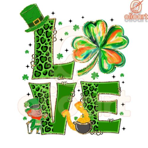 St Patricks Day Shamrock Love in PNG Design