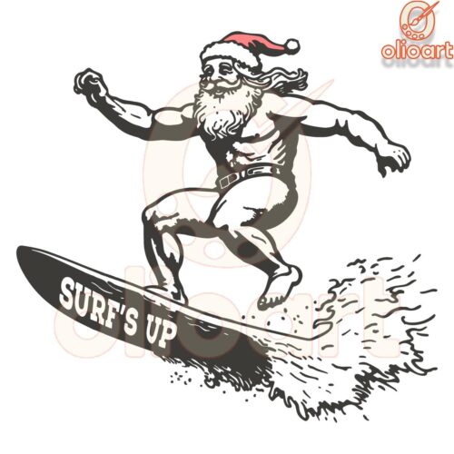 Surfs Up Santa Funny Christmas SVG Design