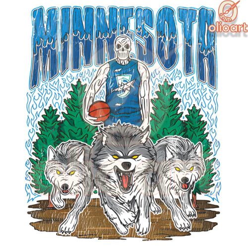 Timberwolves Basketball Skeleton Art Minnesota PNG Design